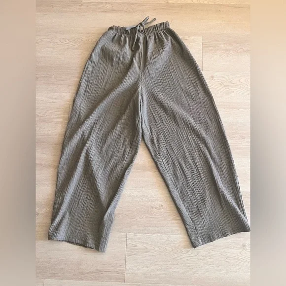 ZARA Women’s brown/grayish Texture  Wide Trouser Size Medium - Picture 10 of 15